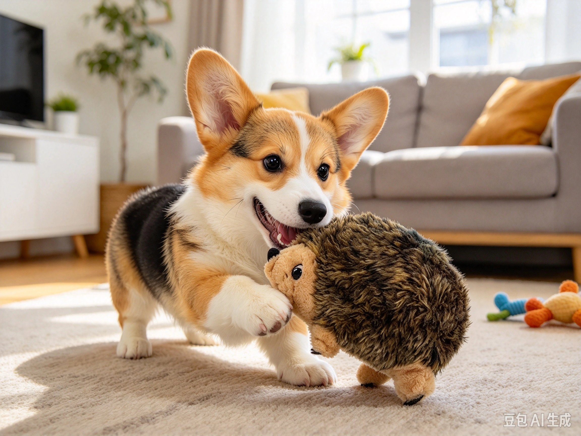 Outward Hound Hedgehogz Plush Toy shown in pet use scene 1