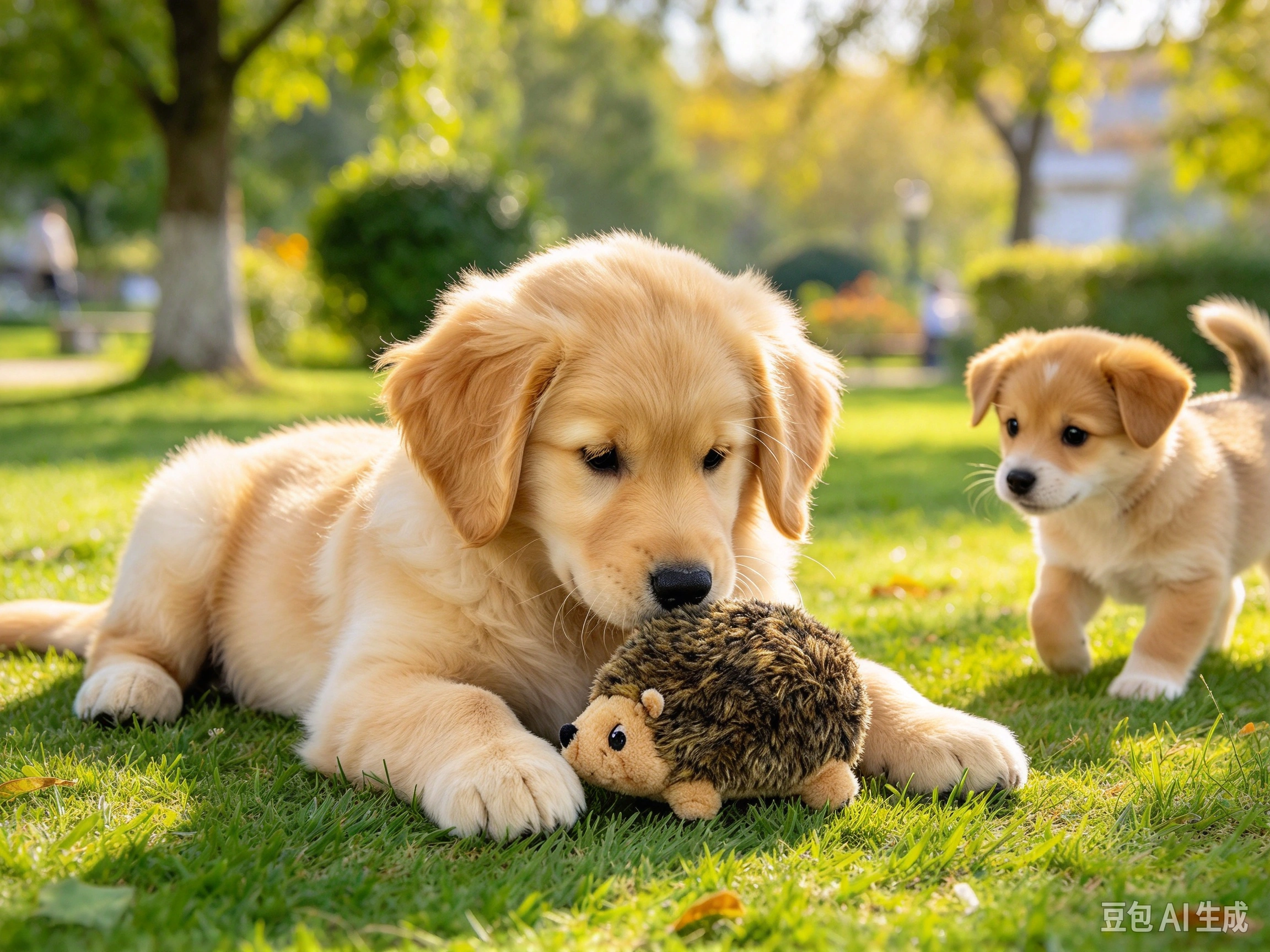 Outward Hound Hedgehogz Plush Toy shown in pet use scene 2