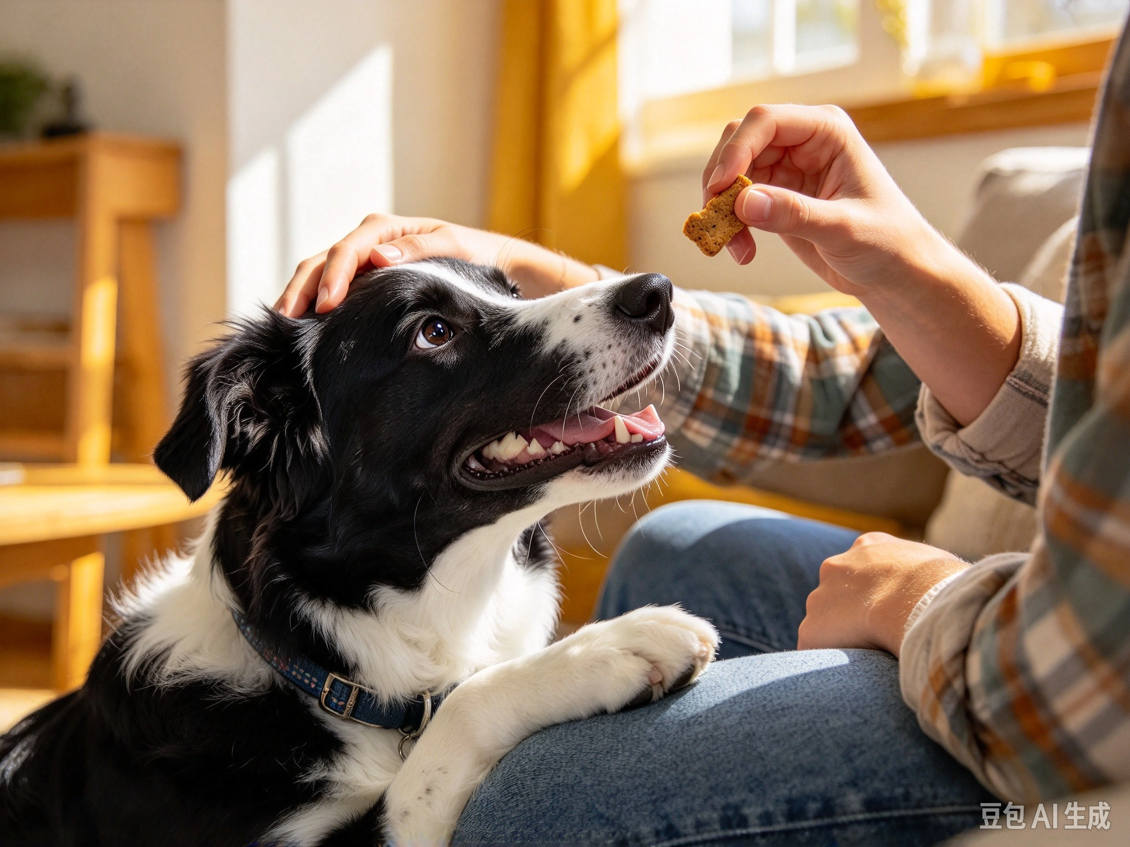 Zuke's Mini Naturals Chicken Treats shown in pet use scene 2