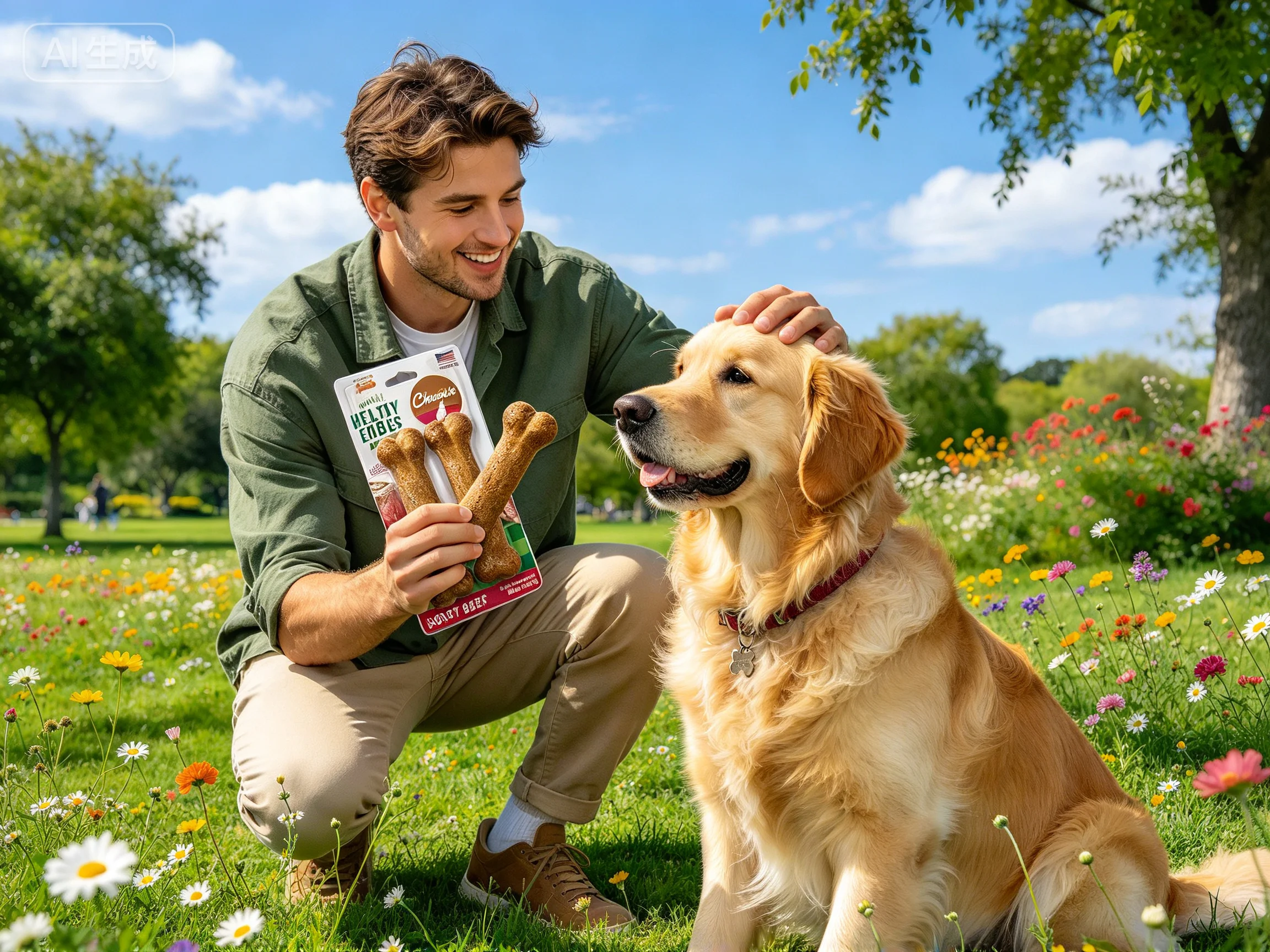 Nylabone Healthy Edibles Roast Beef Chews shown in pet use scene 1
