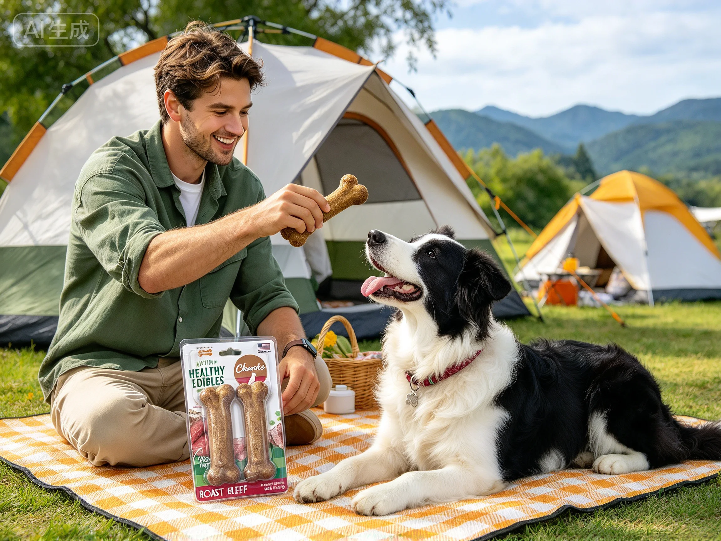 Nylabone Healthy Edibles Roast Beef Chews shown in pet use scene 3