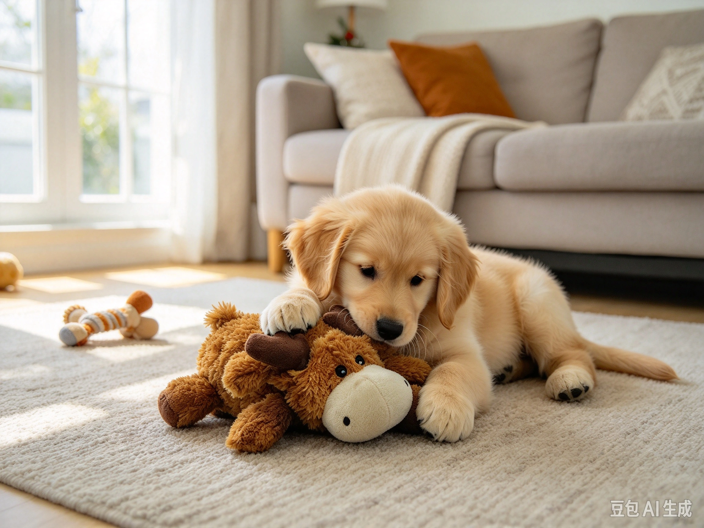 KONG Cozie Marvin Moose shown in pet use scene 1