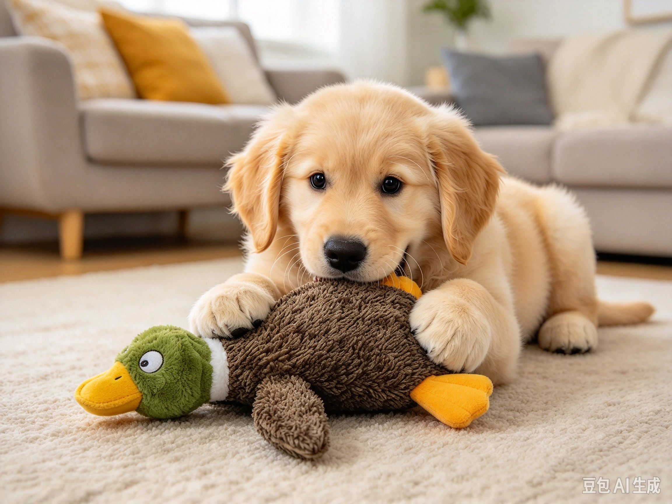 Best Pet Supplies Stuffless Wild Duck Toy shown in pet use scene 1