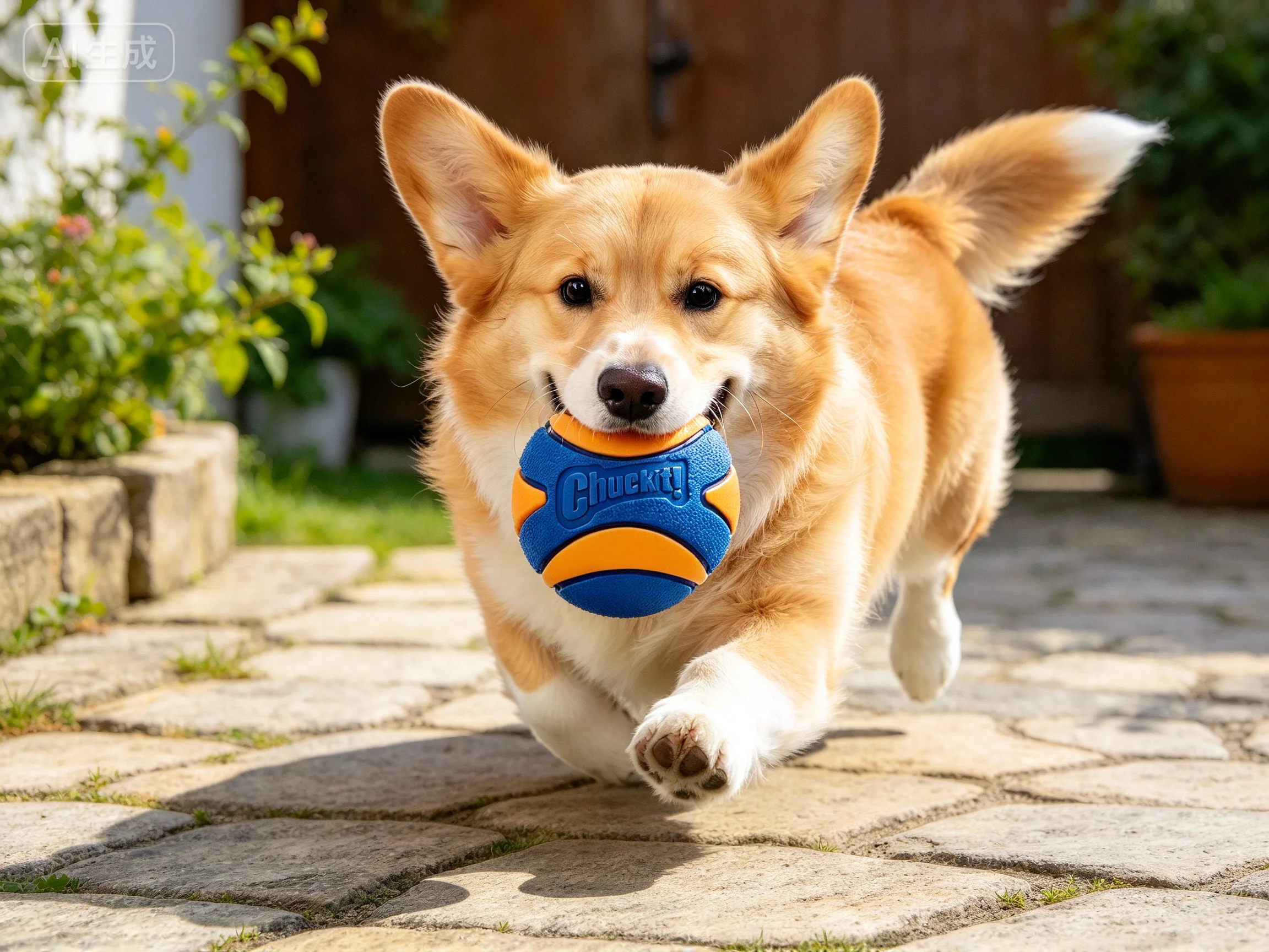 Chuckit! Ultra Squeaker Ball shown in pet use scene 2