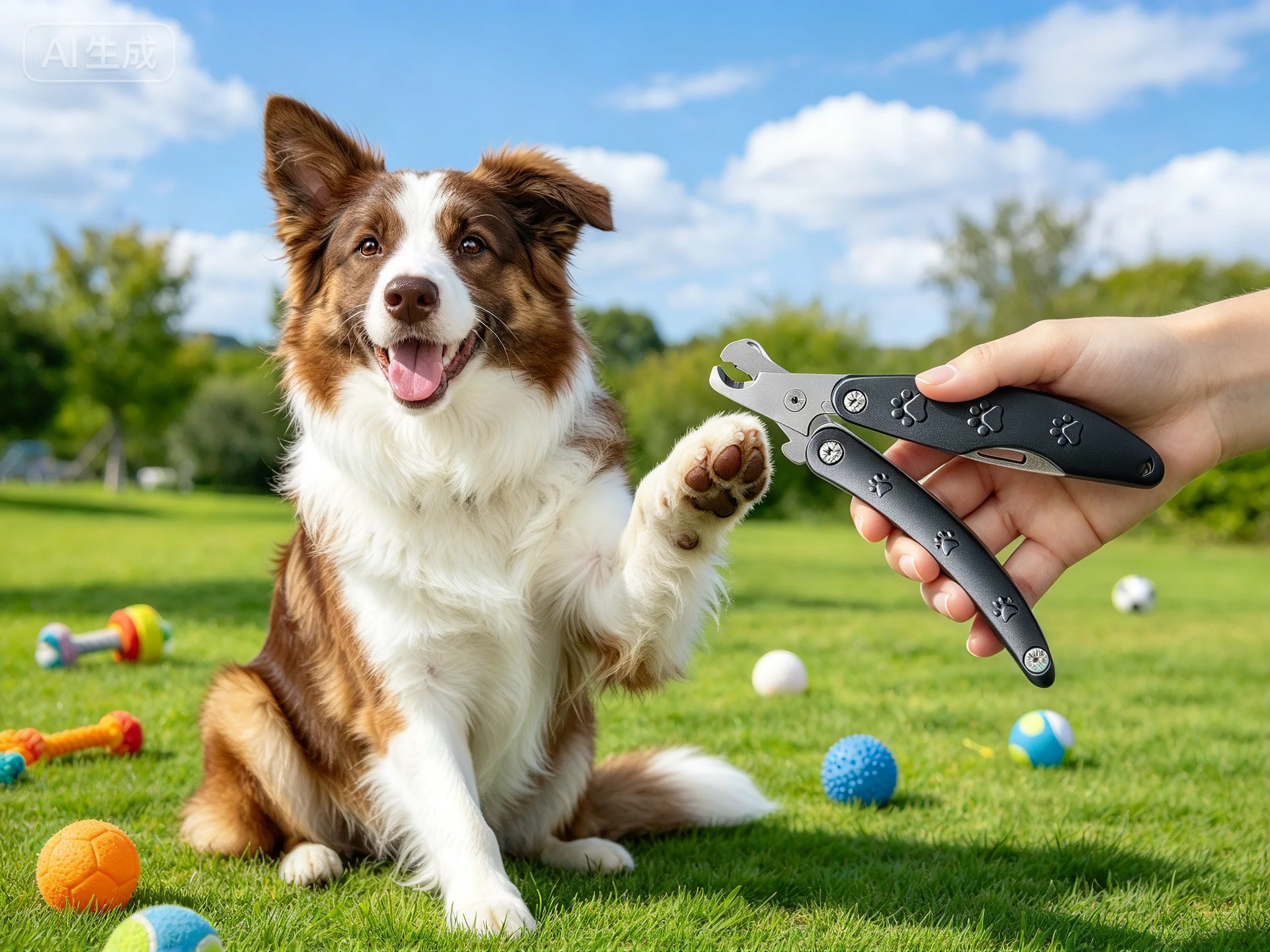 OUTLE Heavy-Duty Dog Nail Clipper shown in pet use scene 1