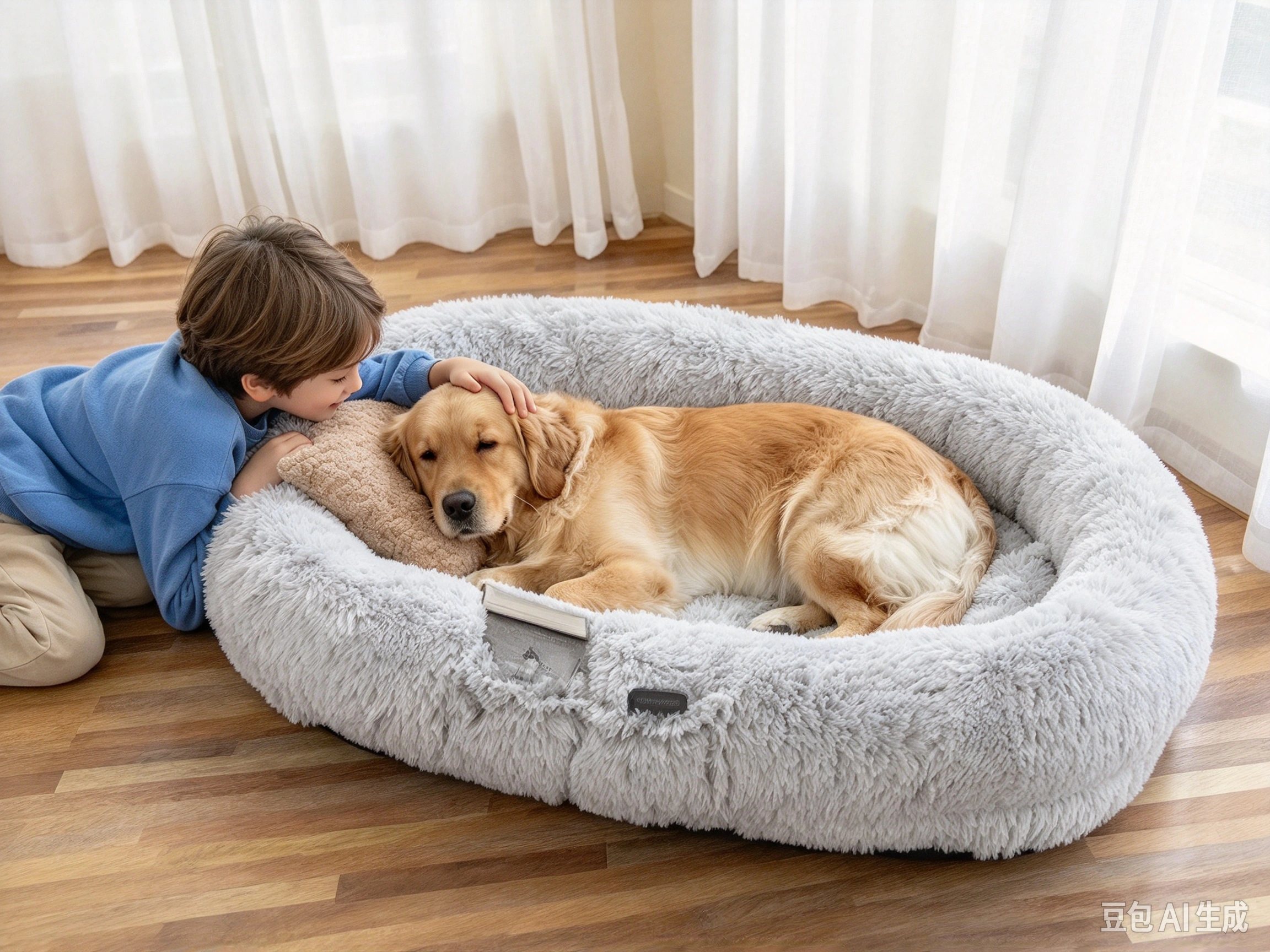 WROS Human Dog Bed shown in pet use scene 1