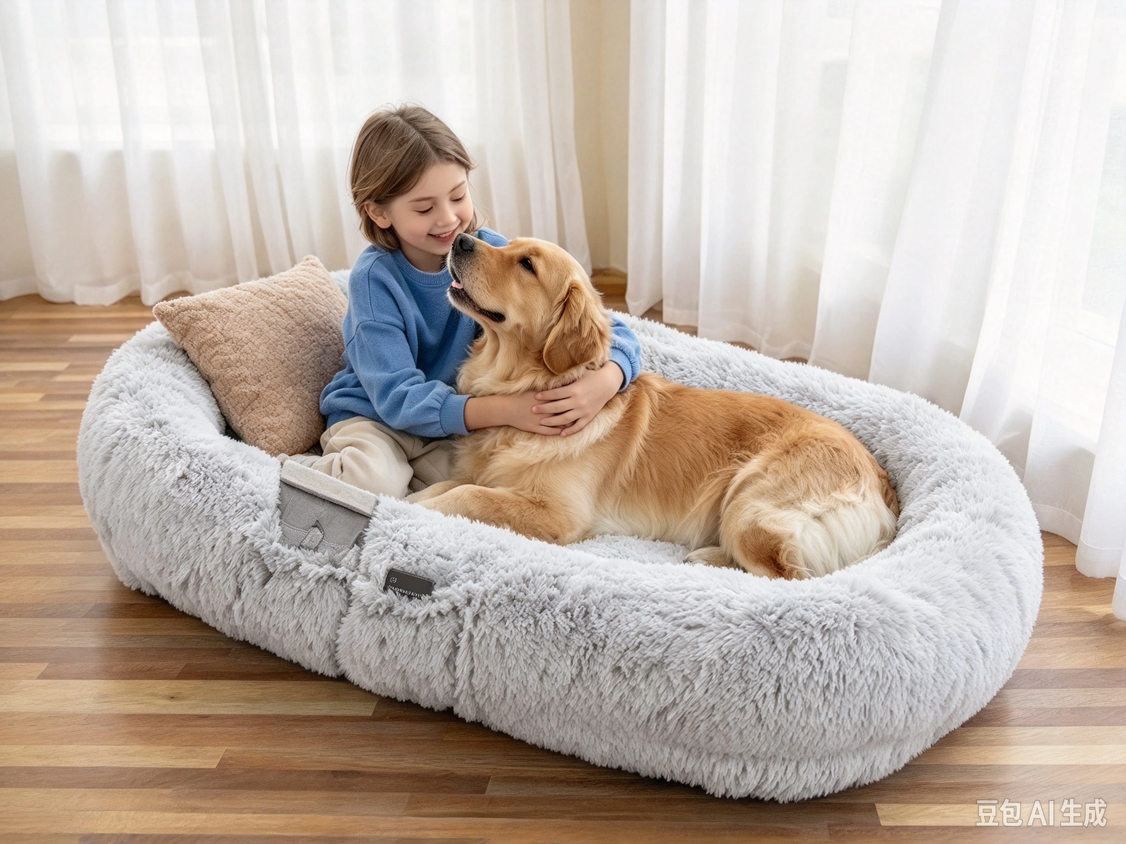 WROS Human Dog Bed shown in pet use scene 2