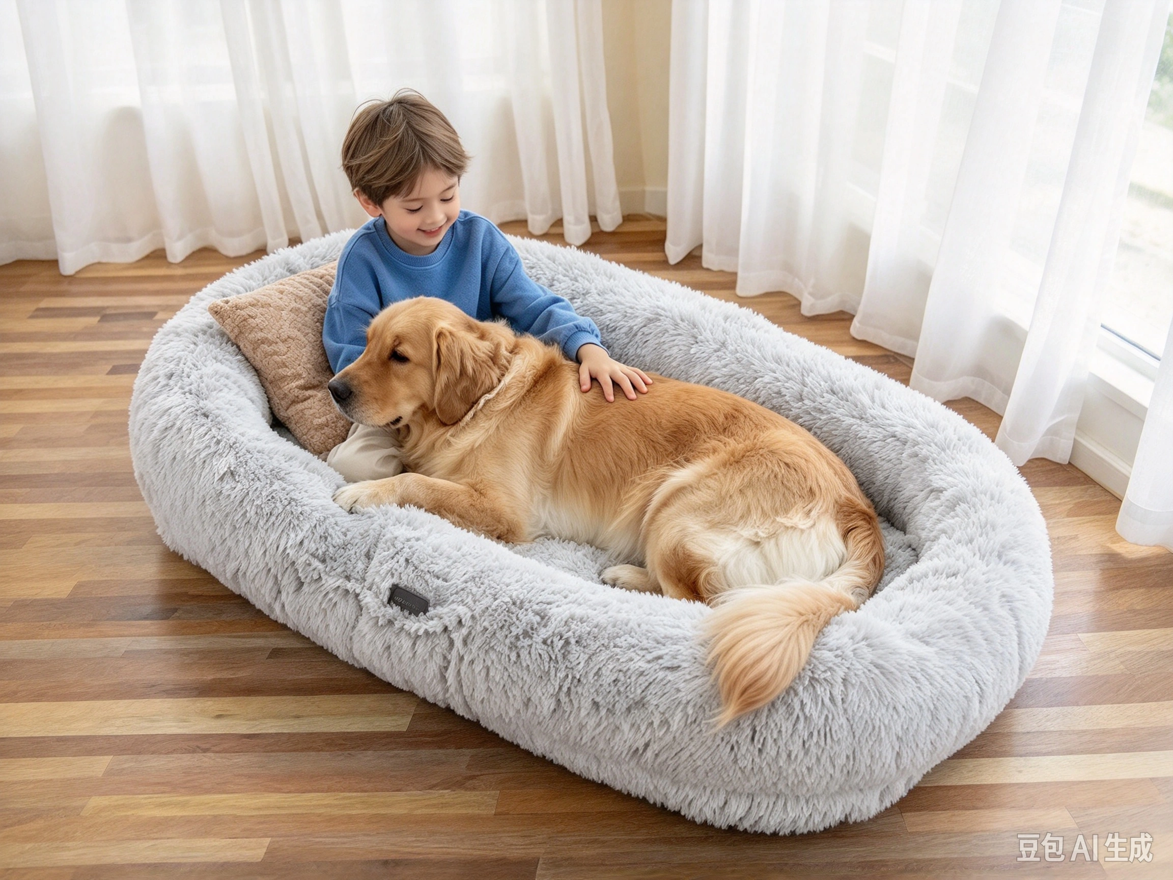 WROS Human Dog Bed shown in pet use scene 3