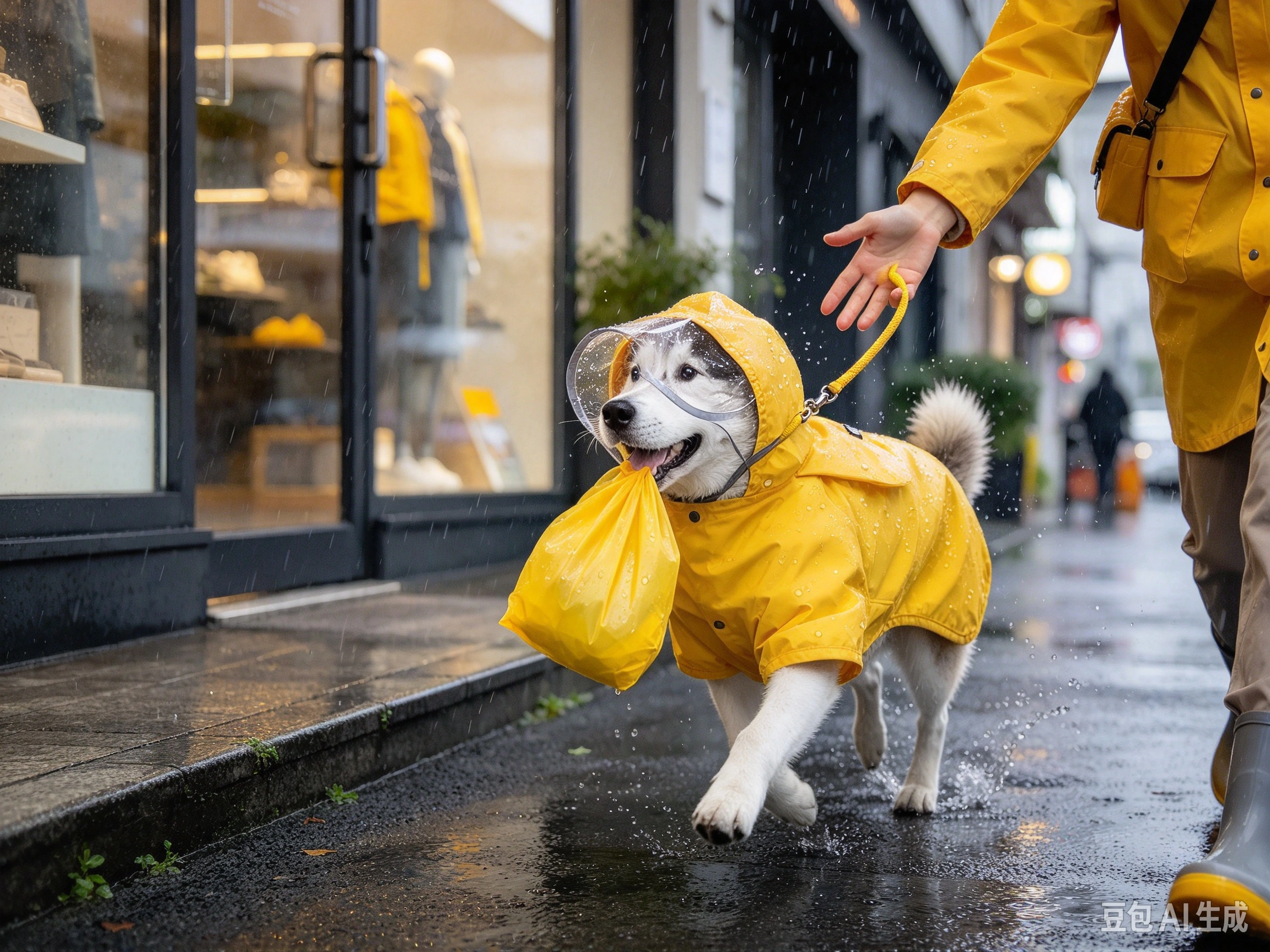 Lukovee Waterproof Dog Raincoat shown in pet use scene 2