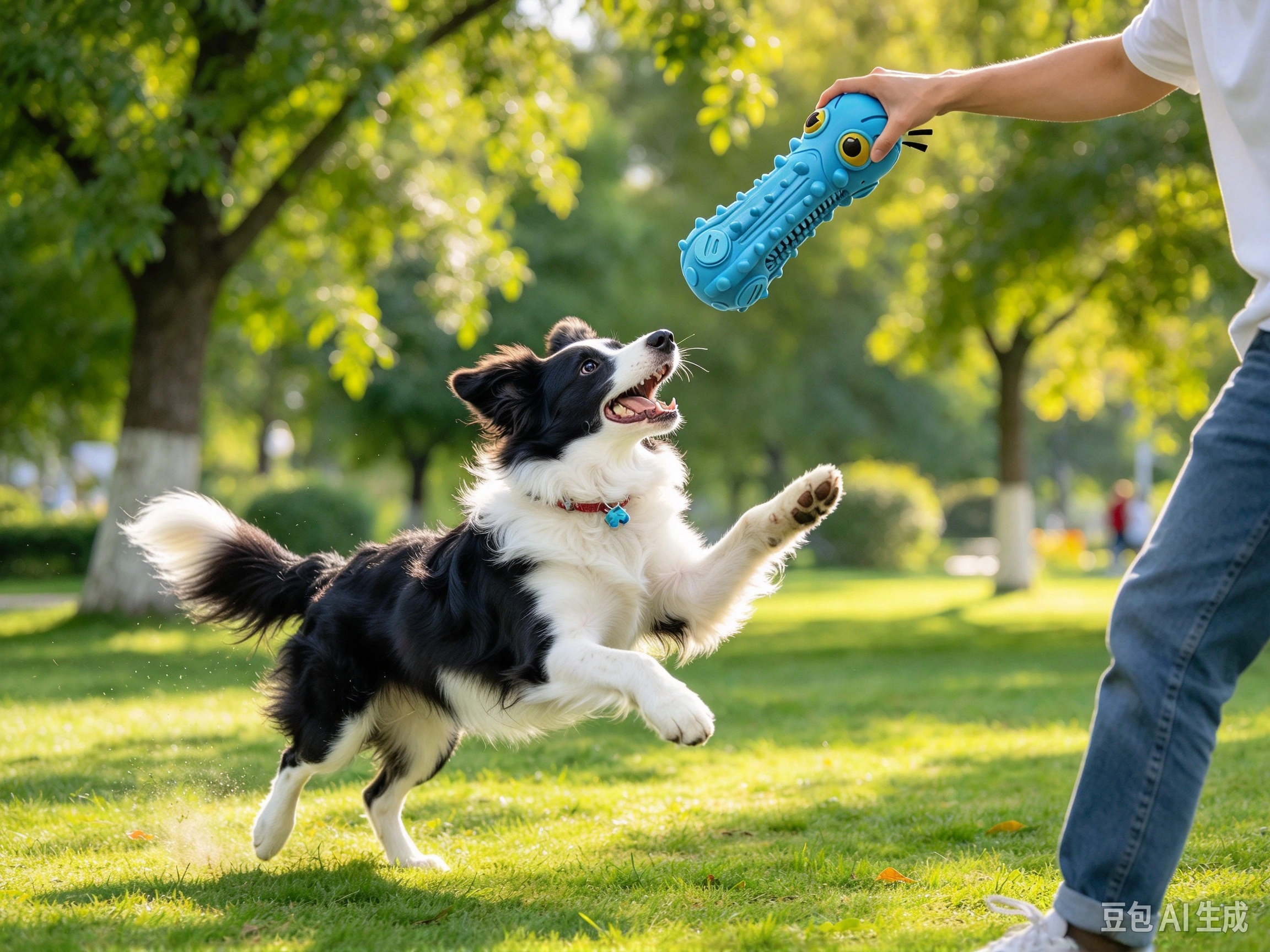 ZIKATON Natural Rubber Squeaky Dog Toy shown in pet use scene 2