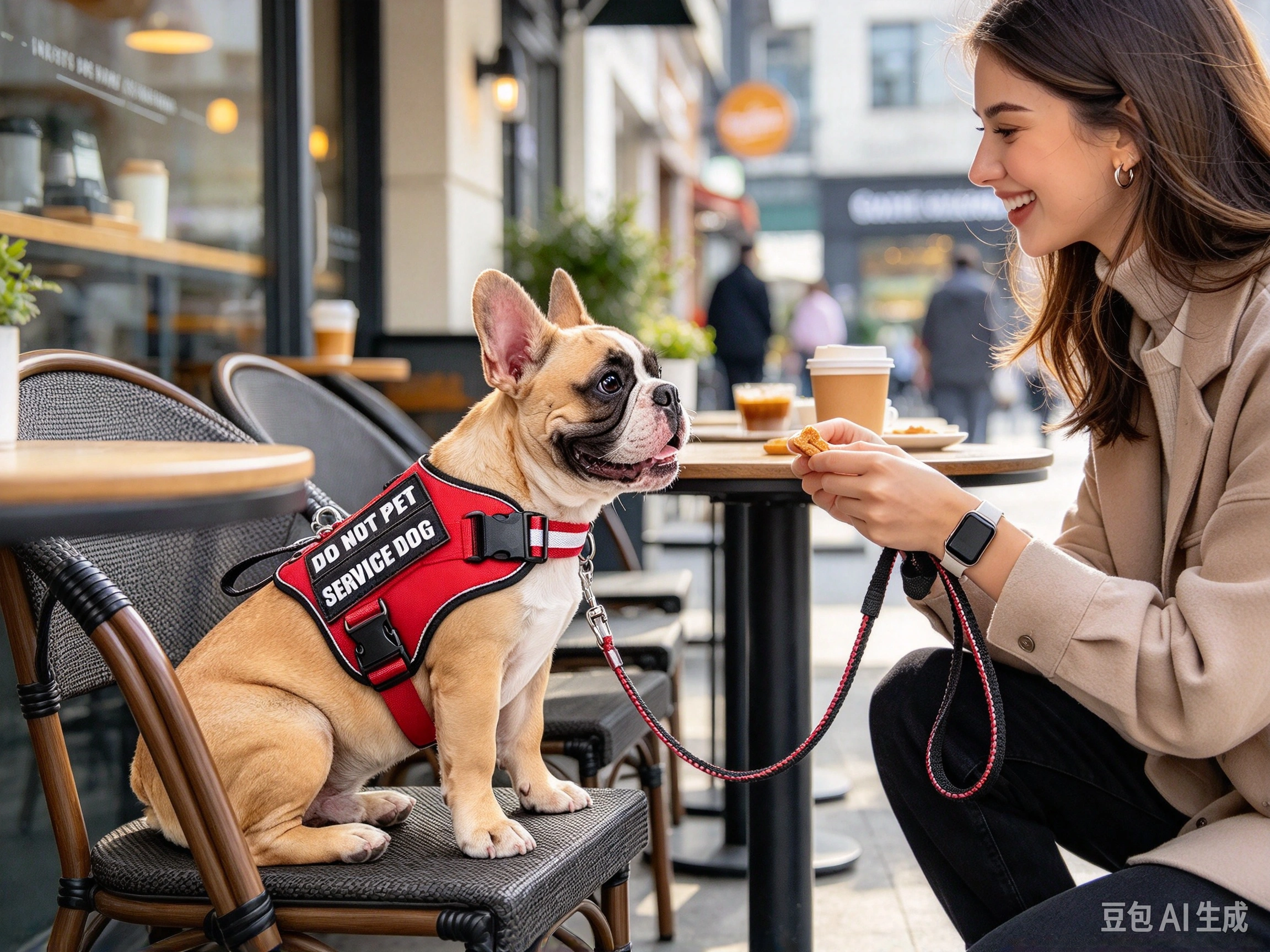 MOOGROU Service Dog Vest and Leash Set shown in pet use scene 1