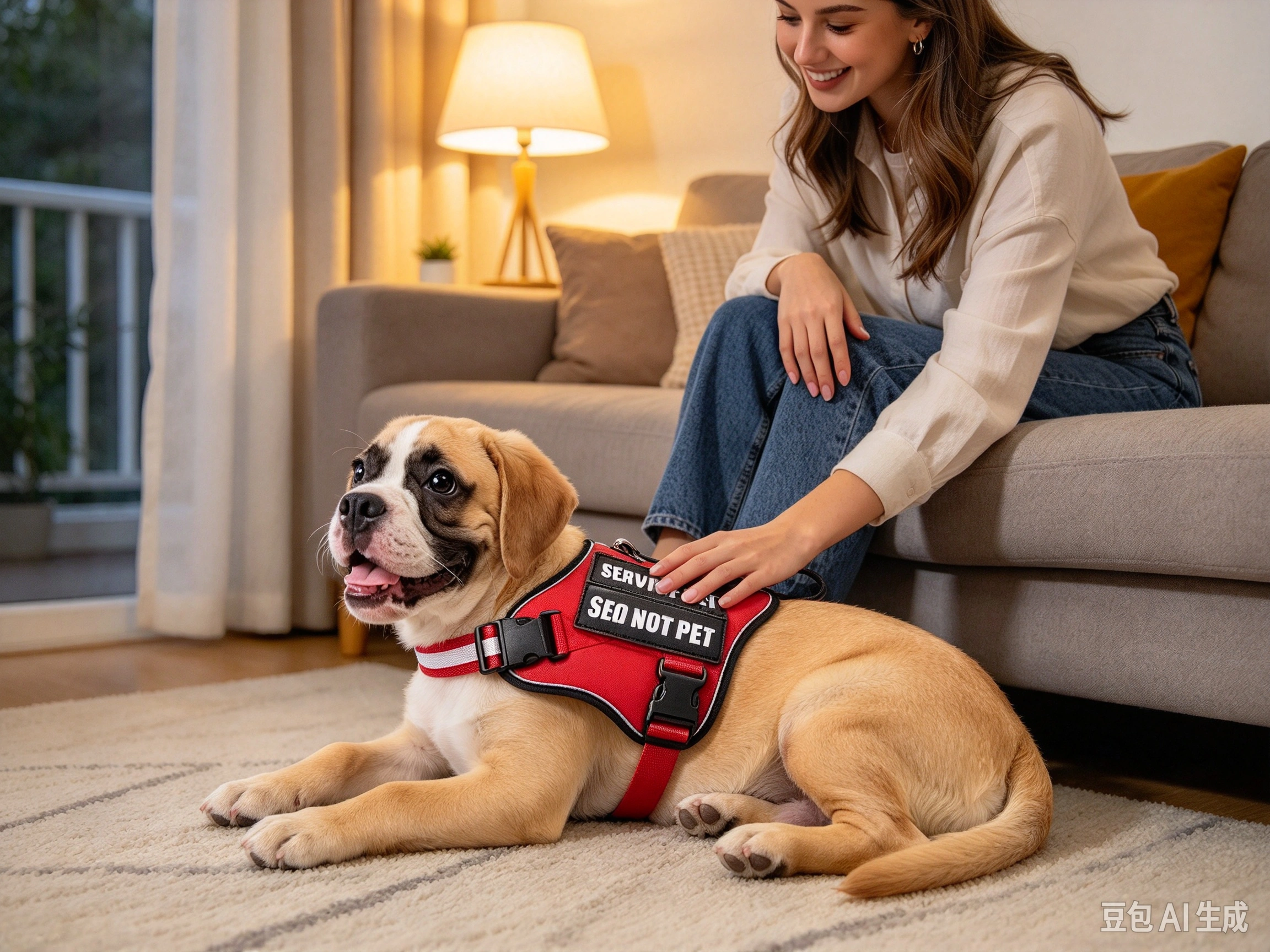 MOOGROU Service Dog Vest and Leash Set shown in pet use scene 3